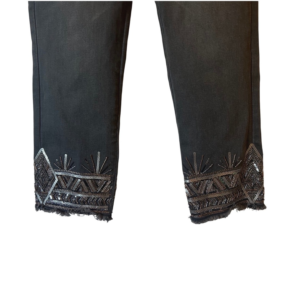 John Mark Womens Black Embellished Cropped Leg Jeans Size 10 Inseam 25" - Picture 5 of 7